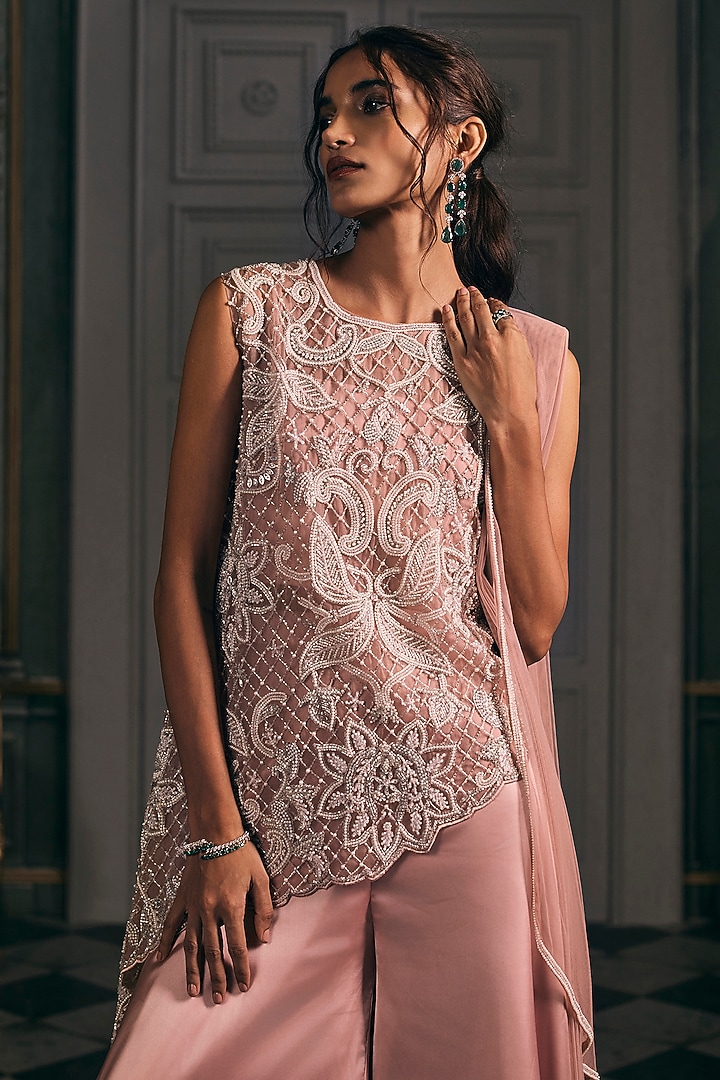 Pink Satin Wedding Sharara Set by Studio22 by Pulkita Arora Bajaj at Pernia's Pop Up Shop