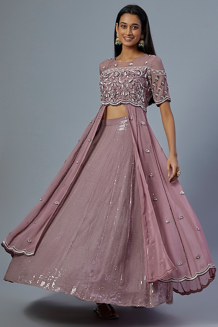 Blush Pink Embroidered Anarkali Set by Studio A