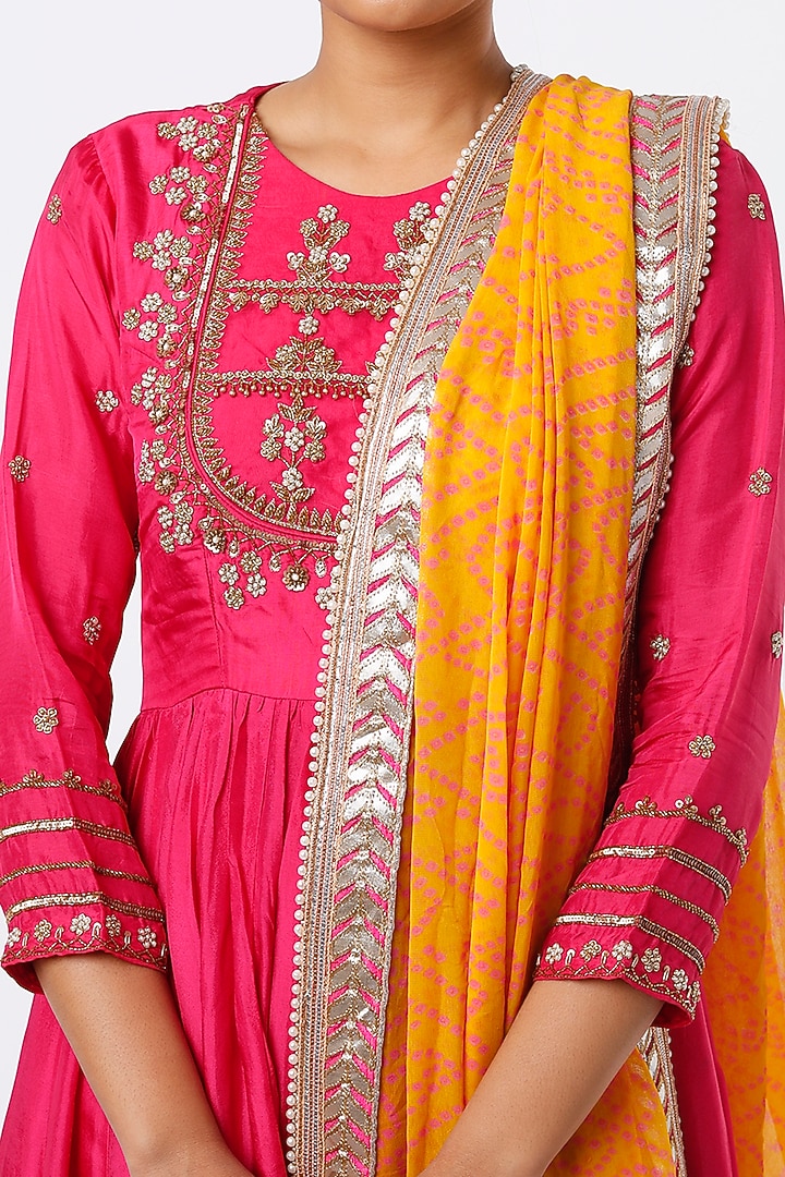 Magenta Hand Embroidered Party Wear Anarkali Set by Studio A at Pernia's Pop Up Shop