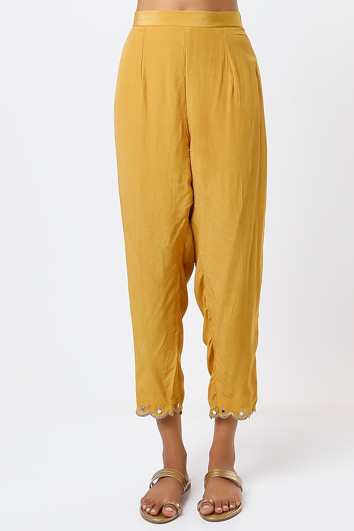Mustard Hand Embroidered Kurta Set by Studio A at Pernia's Pop Up Shop