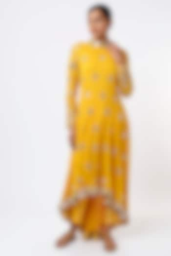 Mustard Embroidered Anarkali Set by Studio A at Pernia's Pop Up Shop