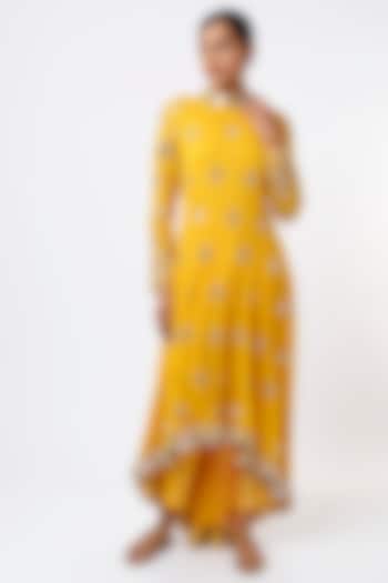 Mustard Embroidered Anarkali Set by Studio A