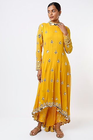 Mustard Embroidered Anarkali Set by Studio A