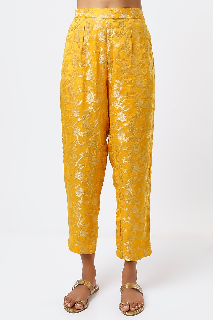 Mustard Embroidered Wedding Anarkali Set by Studio A at Pernia's Pop Up Shop