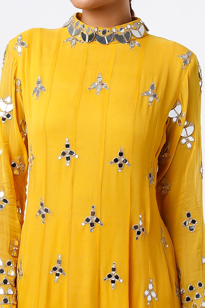 Mustard Embroidered Wedding Anarkali Set by Studio A at Pernia's Pop Up Shop