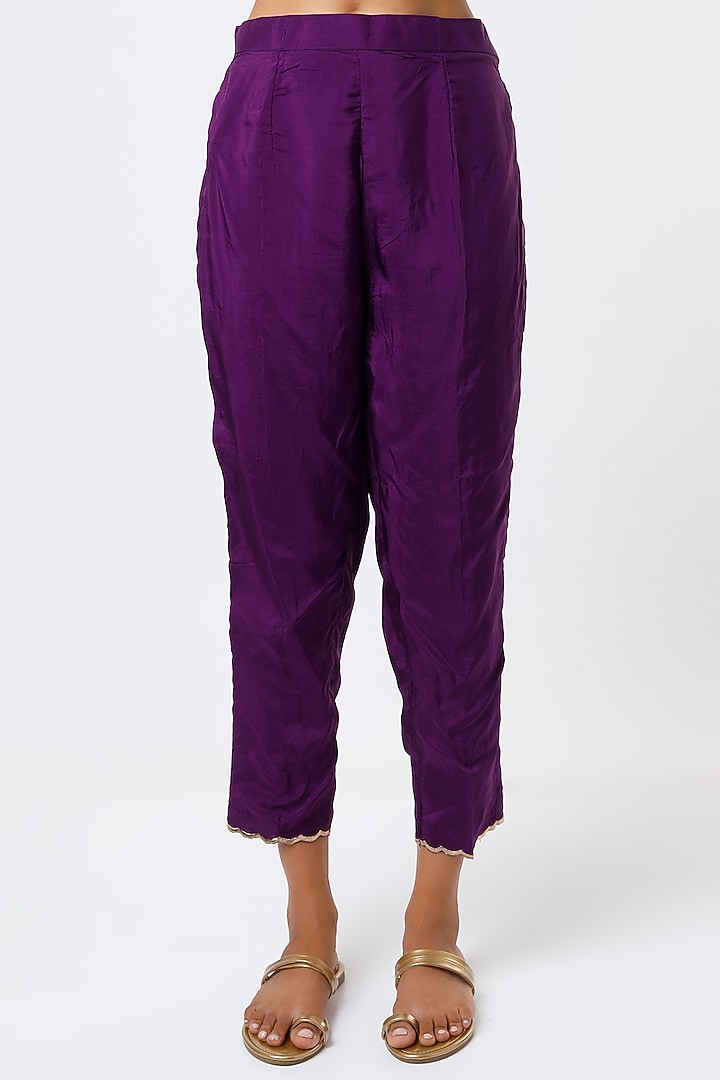 Purple Hand Embroidered Kurta Set by Studio A at Pernia's Pop Up Shop