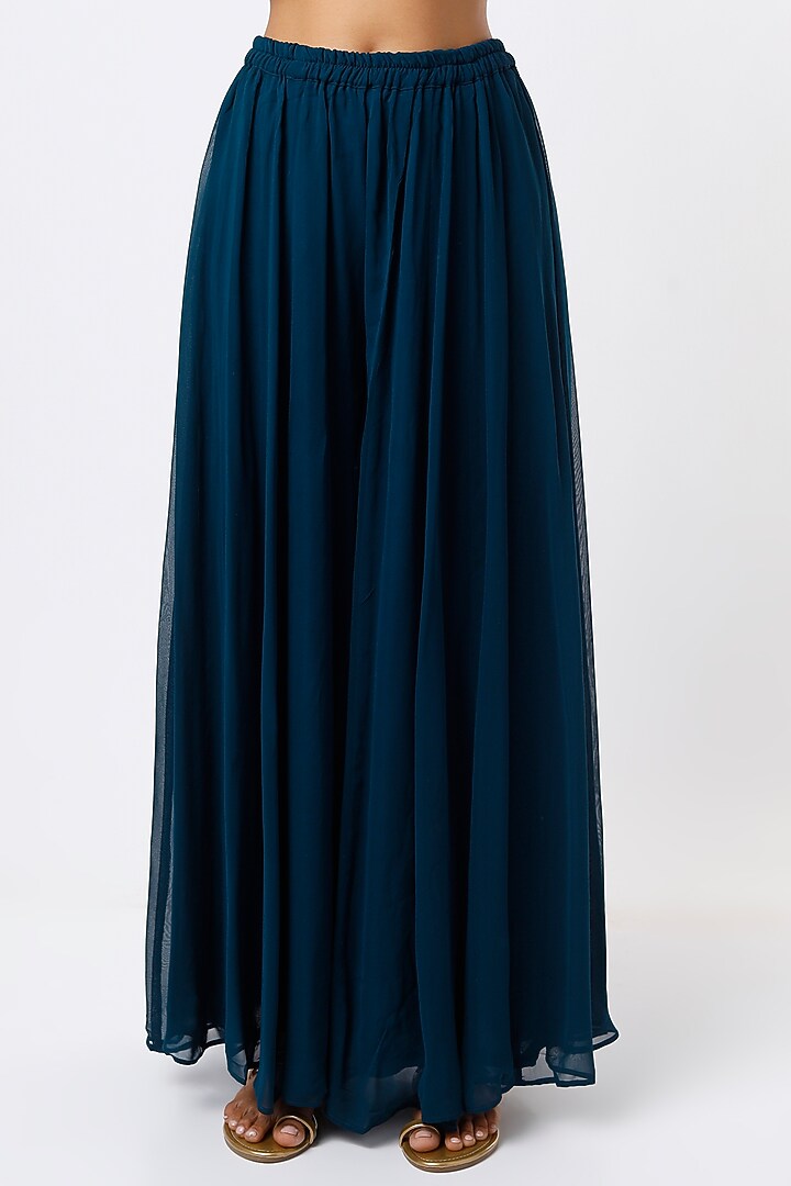 Blue Georgette Wedding Sharara Set by Studio A at Pernia's Pop Up Shop