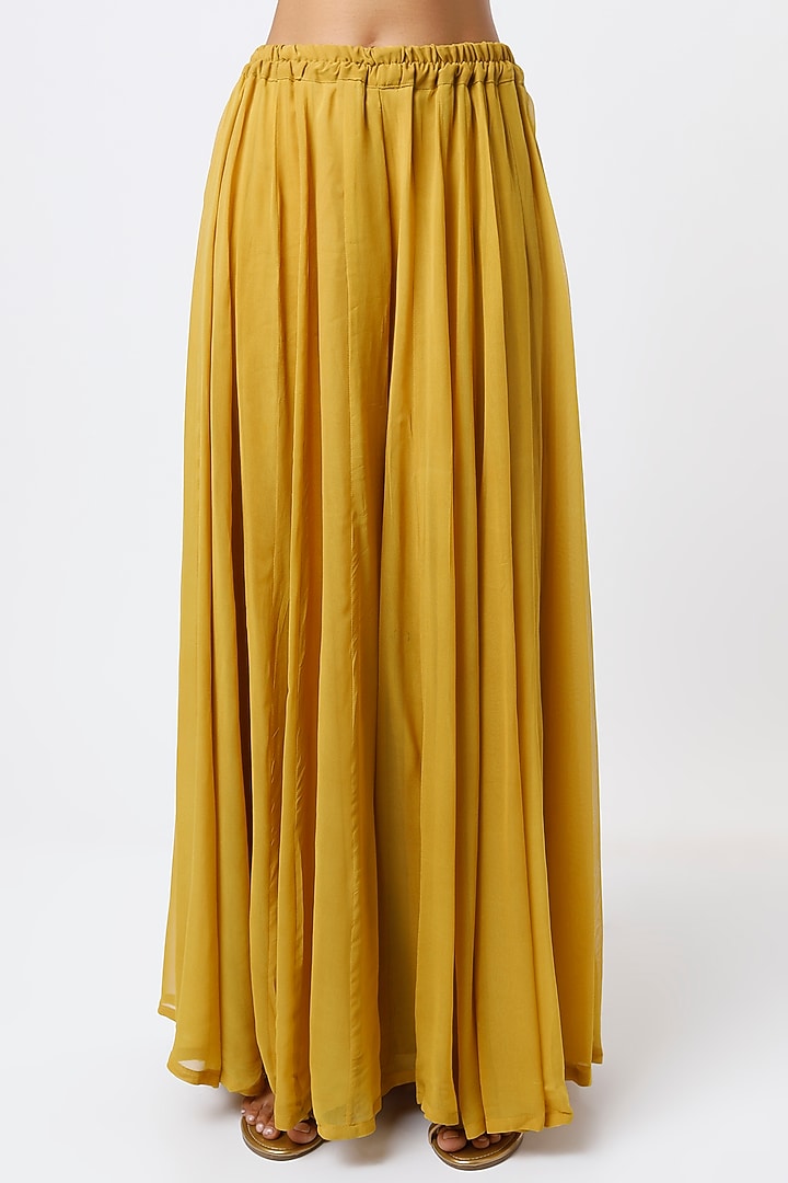 Mustard Georgette Party Wear Sharara Set by Studio A at Pernia's Pop Up Shop