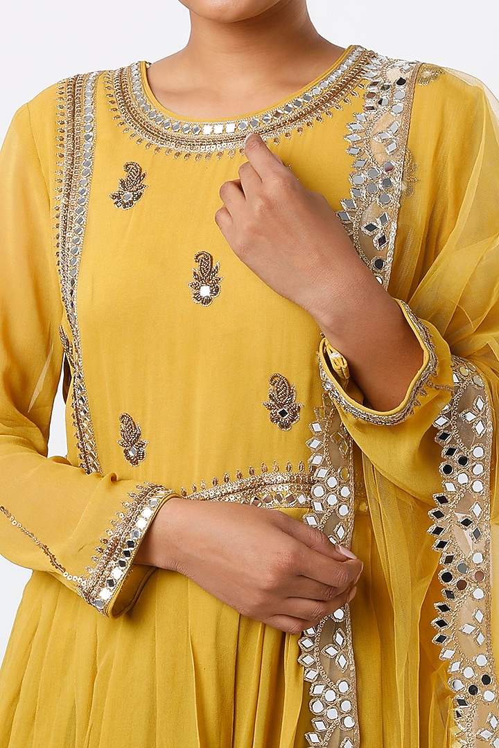 Mustard Georgette Party Wear Sharara Set by Studio A at Pernia's Pop Up Shop