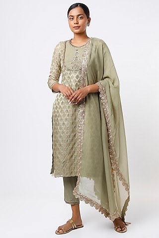 Mint Embroidered Kurta Set by Studio A