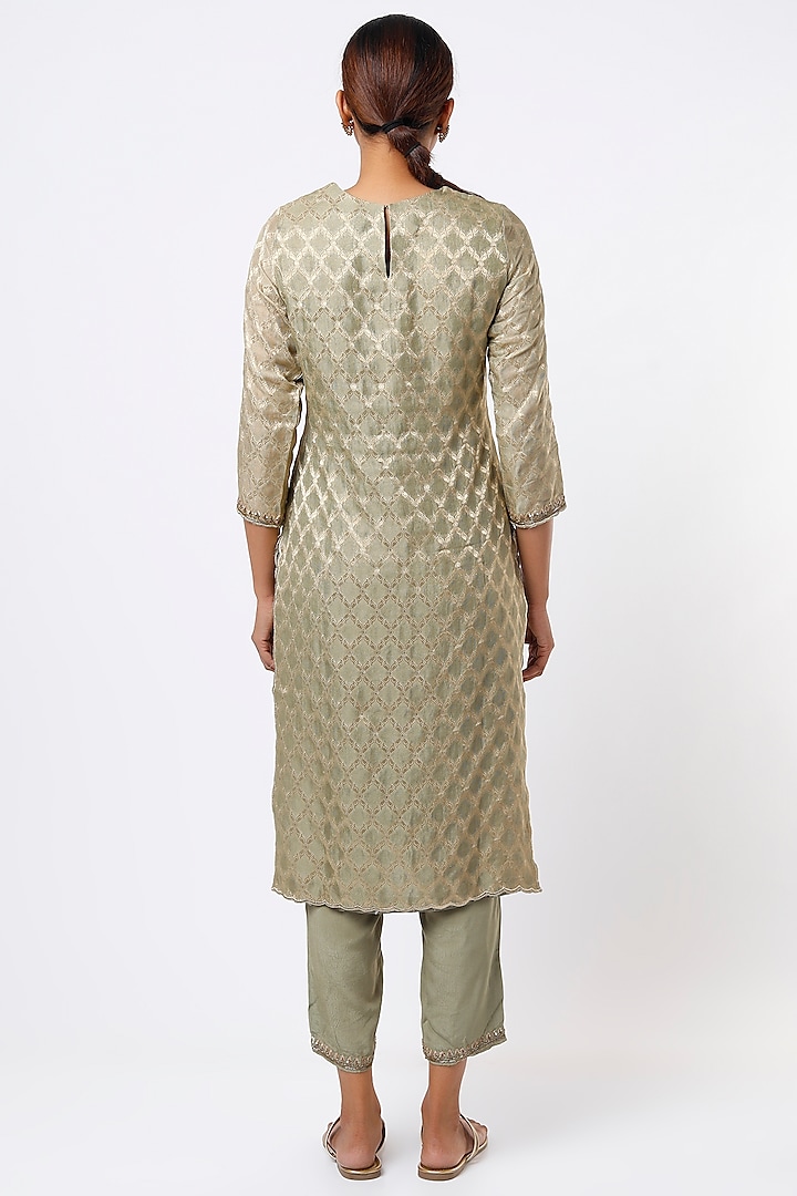 Mint Embroidered Kurta Set by Studio A at Pernia's Pop Up Shop