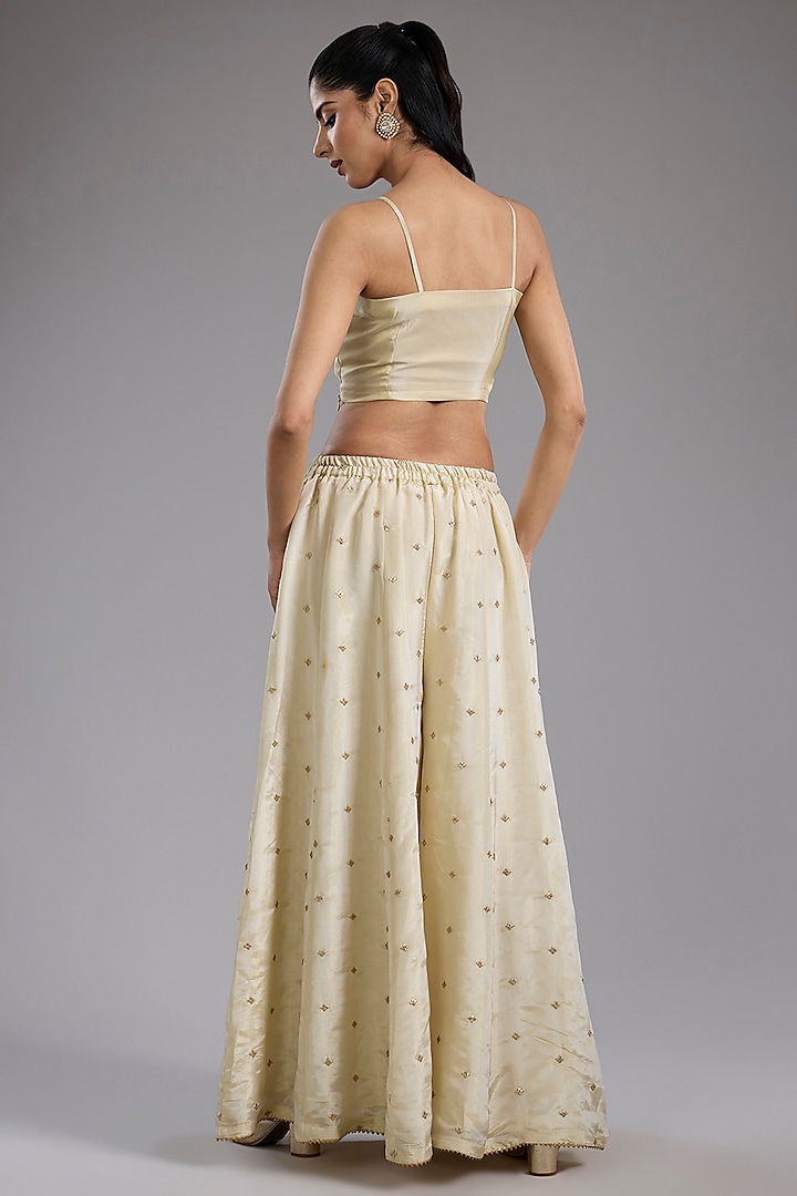 Ivory Tissue Dori Hand Embroidered Party Wear Sharara Set by Studio A at Pernia's Pop Up Shop