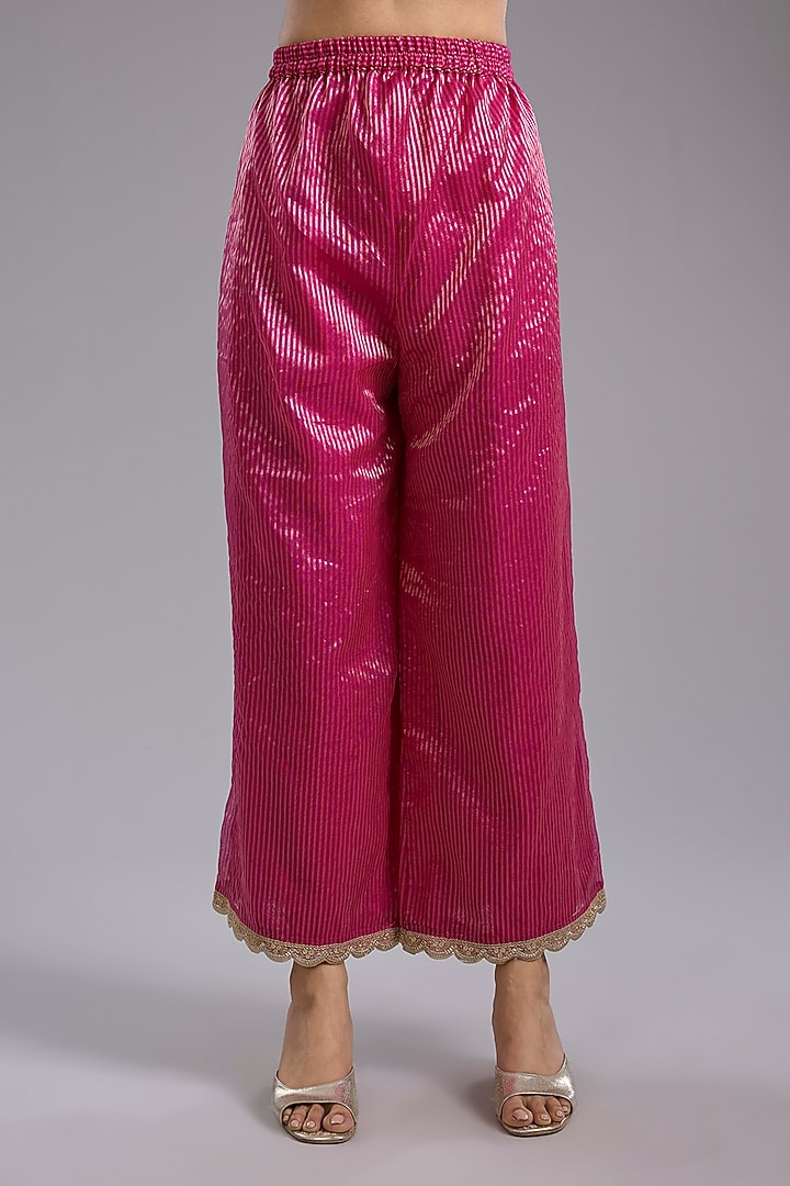 Magenta Organza Hand Embroidered Kurta Set by Studio A at Pernia's Pop Up Shop