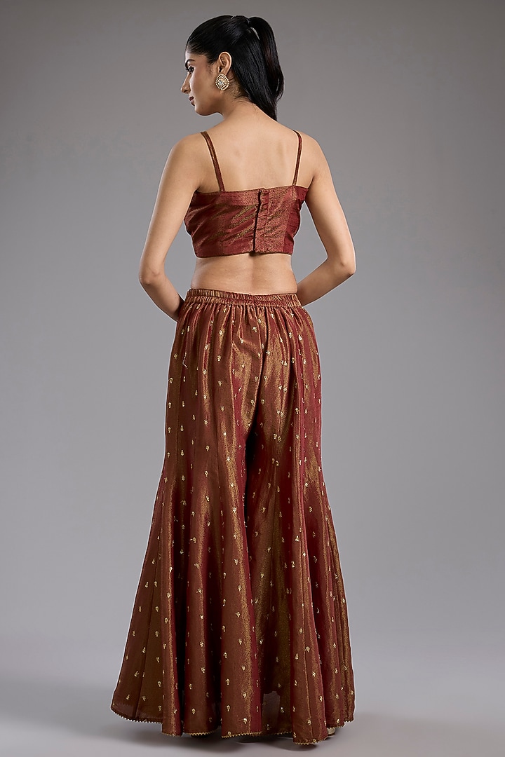 Maroon Tissue Dori Hand Embroidered Party Wear Sharara Set by Studio A at Pernia's Pop Up Shop