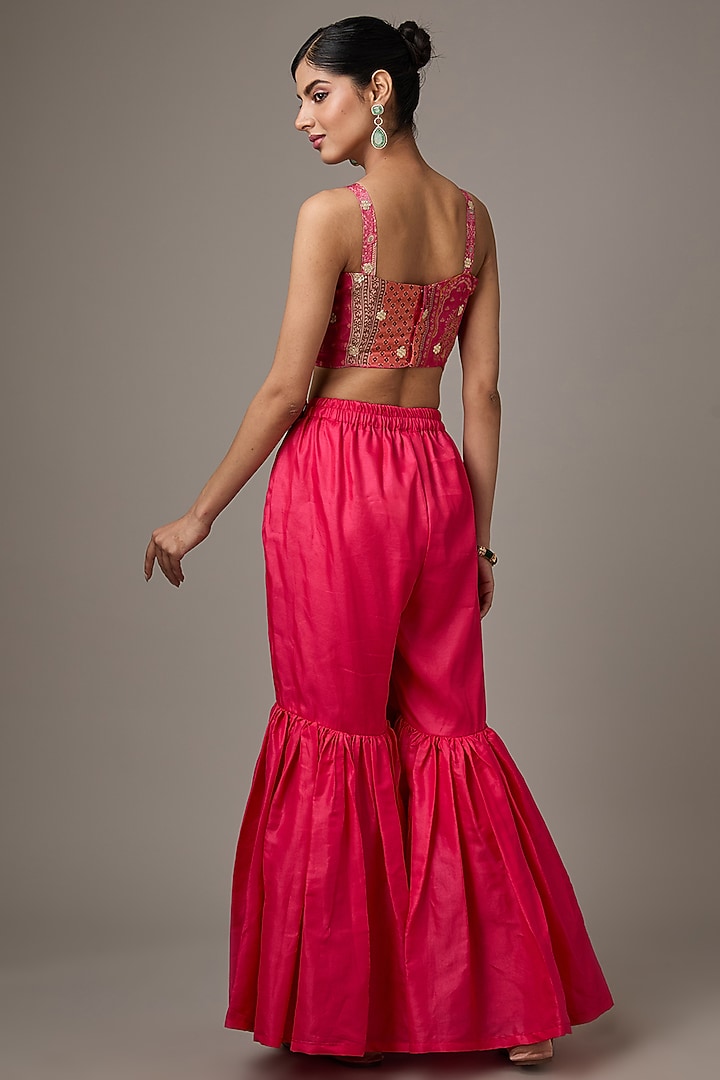 Pink Chinon & Silk Gharara Set by Studio A at Pernia's Pop Up Shop