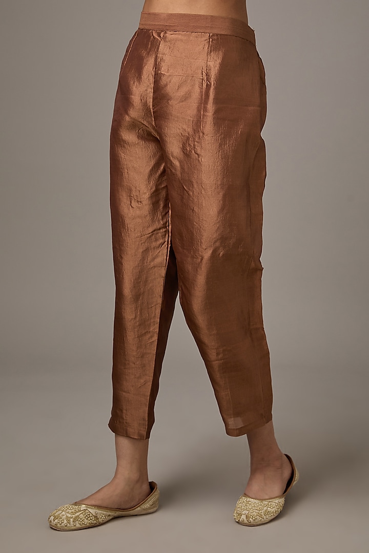 Brown Silk Sequins Embroidered Kurta Set by Studio A at Pernia's Pop Up Shop