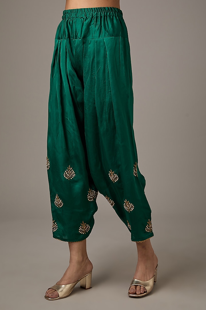 Purple Satin Organza Dori Machine Embroidered A-Line Flared Kurta Set by Studio A at Pernia's Pop Up Shop