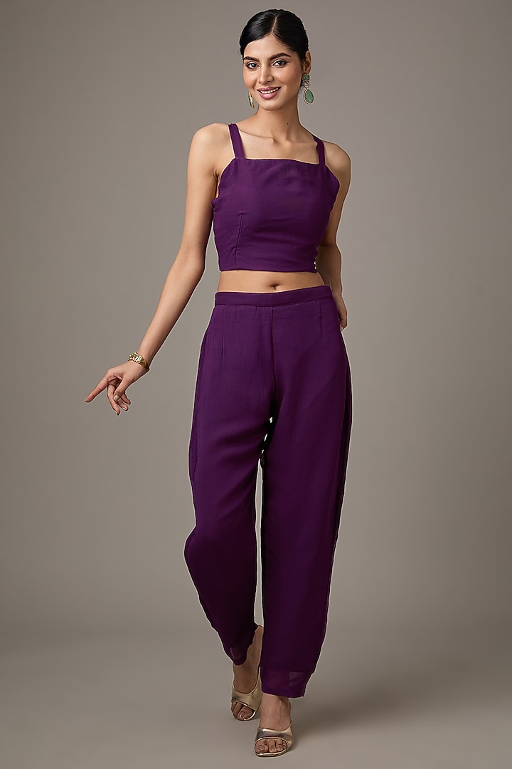 Purple Georgette Hand Embroidered Cape Set by Studio A at Pernia's Pop Up Shop