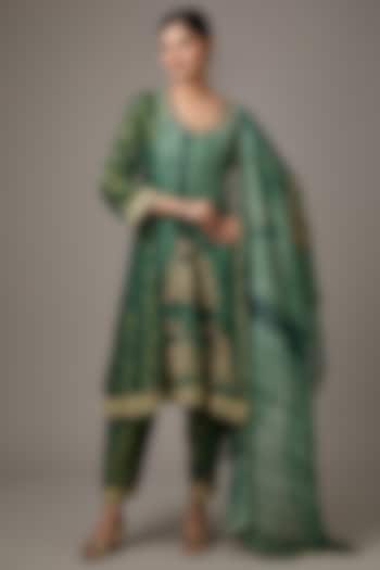 Green Tissue Dori Hand Embroidered Anarkali Set by Studio A