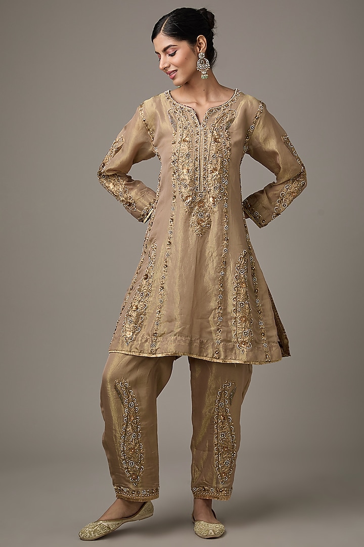 Golden Tissue Dori Hand Embroidered Kurta Set by Studio A