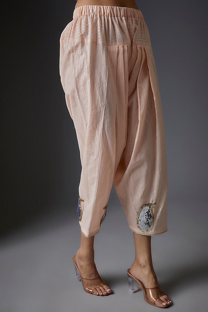 Peach Cotton Lurex Embellished Co-Ord Set by Studio A at Pernia's Pop Up Shop