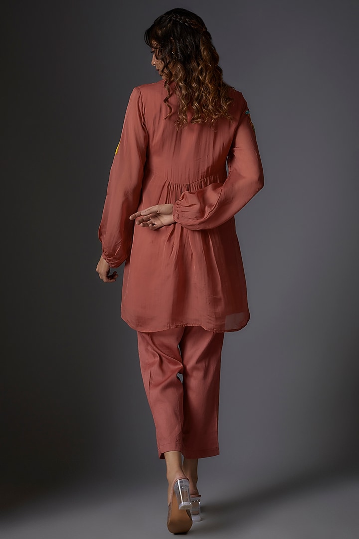 Orange Organza Embroidered Co-Ord Set by Studio A at Pernia's Pop Up Shop