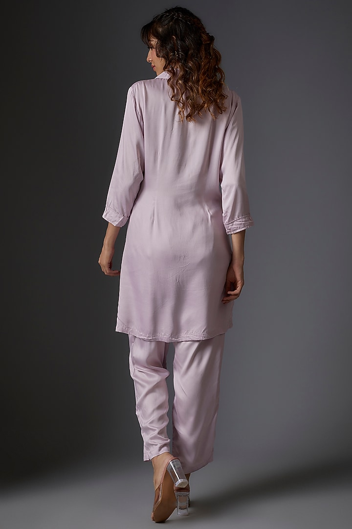 Lilac Cotton Embroidered Co-Ord Set by Studio A at Pernia's Pop Up Shop