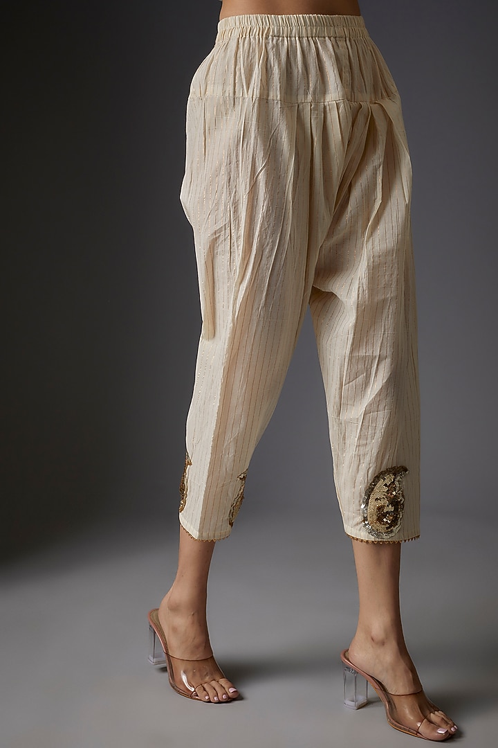 Ivory Cotton Lurex Embroidered Co-Ord Set by Studio A at Pernia's Pop Up Shop