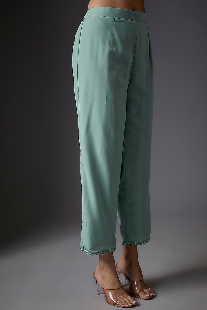 Blue Georgette Hand Embroidered Kurta Set by Studio A at Pernia's Pop Up Shop
