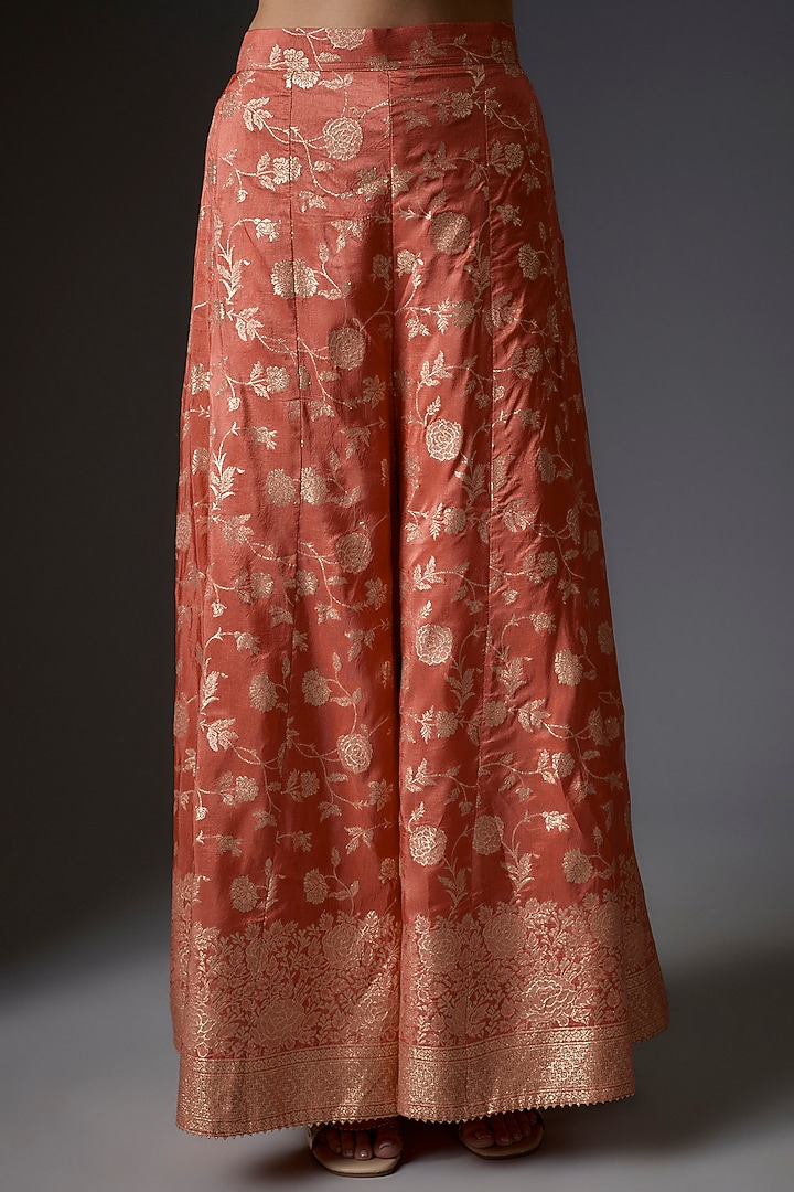 Peach Banarasi Wedding Sharara Set by Studio A at Pernia's Pop Up Shop