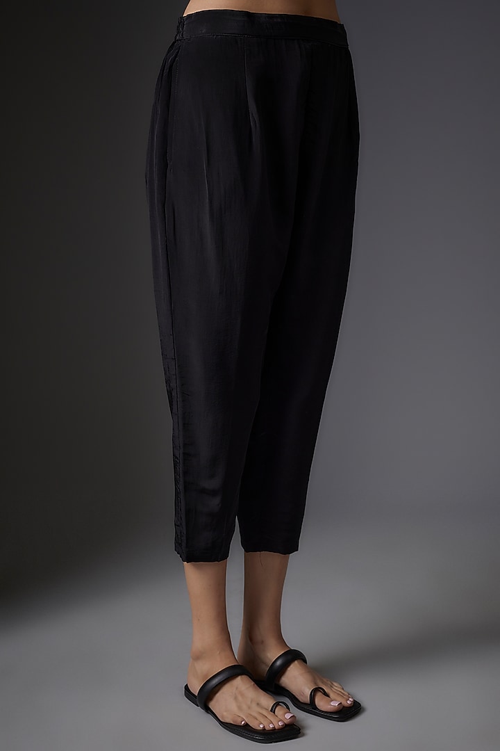 Black Crepe Embroidered Cape Set by Studio A at Pernia's Pop Up Shop