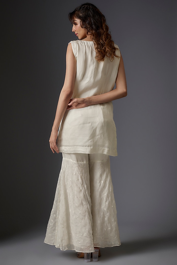 White Organza Wedding Sharara Set by Studio A at Pernia's Pop Up Shop