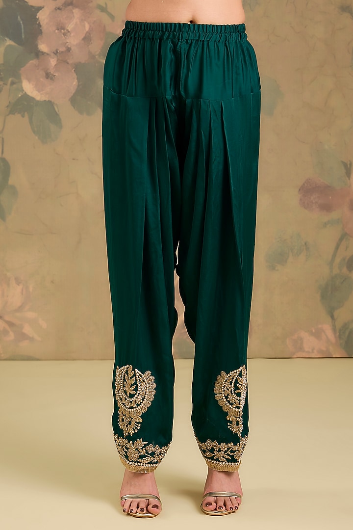 Brown Satin Organza Thread Embroidered Kurta Set by Studio A at Pernia's Pop Up Shop