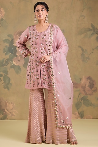Pink Banarasi Gharara Set by Studio A