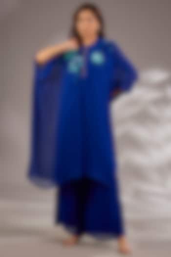 Blue Georgette Sequins Embroidered Kaftan Set by Studio A at Pernia's Pop Up Shop