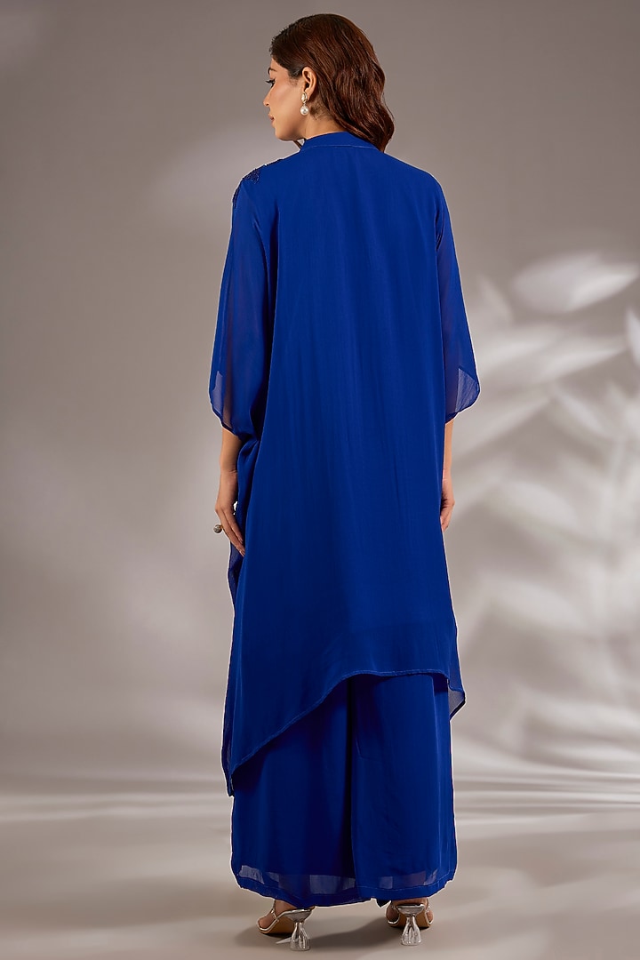 Blue Georgette Sequins Embroidered Kaftan Set by Studio A at Pernia's Pop Up Shop