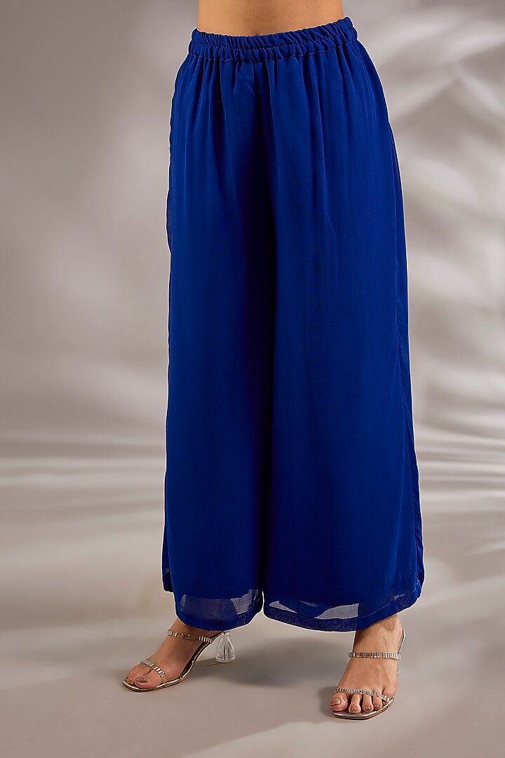 Blue Georgette Sequins Embroidered Kaftan Set by Studio A at Pernia's Pop Up Shop