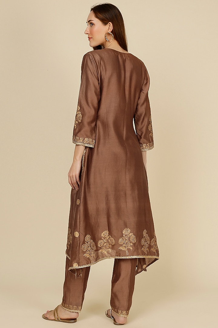 Bronze Gota Embroidered Kurta Set by Studio A at Pernia's Pop Up Shop