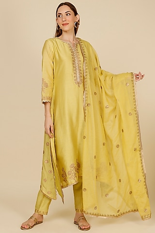 Lime Gota Embroidered Kurta Set by Studio A