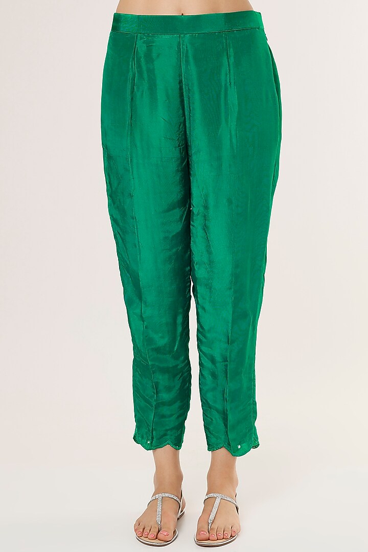 Emerald Green Embroidered Kurta Set by Studio A at Pernia's Pop Up Shop