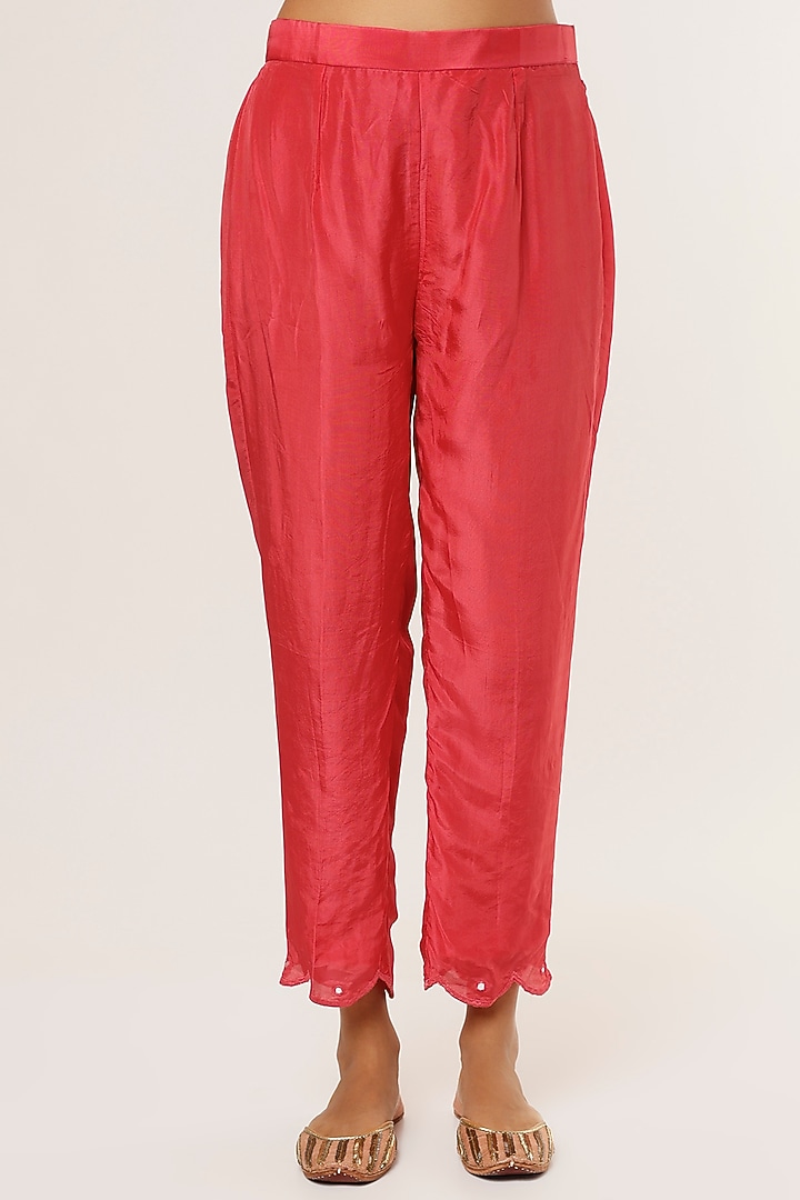 Fuchsia Organza Embroidered Kurta Set by Studio A at Pernia's Pop Up Shop