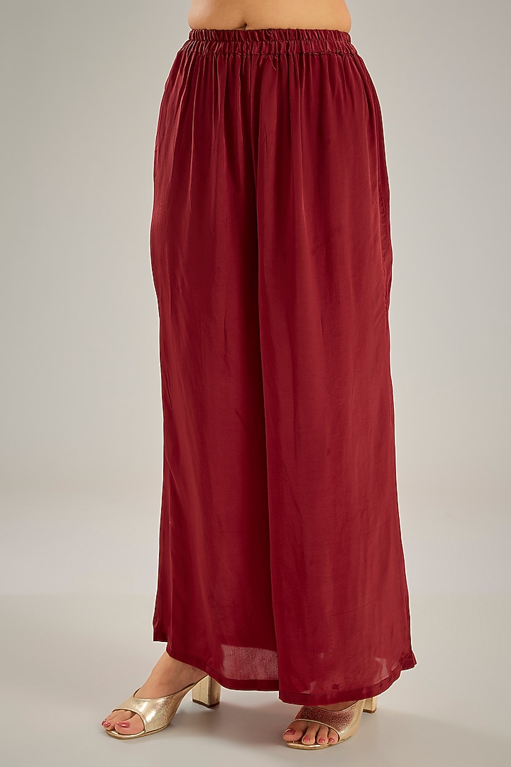Maroon Crepe Sequins & Crystal Hand Embroidered Kaftan Set by Studio A at Pernia's Pop Up Shop