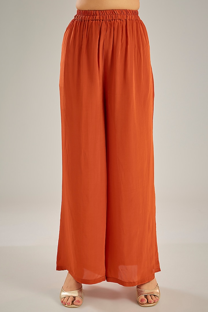Orange Crepe Sequins & Crystal Hand Embroidered Kaftan Set by Studio A at Pernia's Pop Up Shop