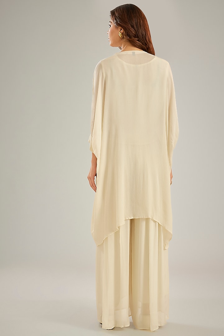 Ivory Chinon Crystal Hand Embroidered Kaftan Set by Studio A at Pernia's Pop Up Shop