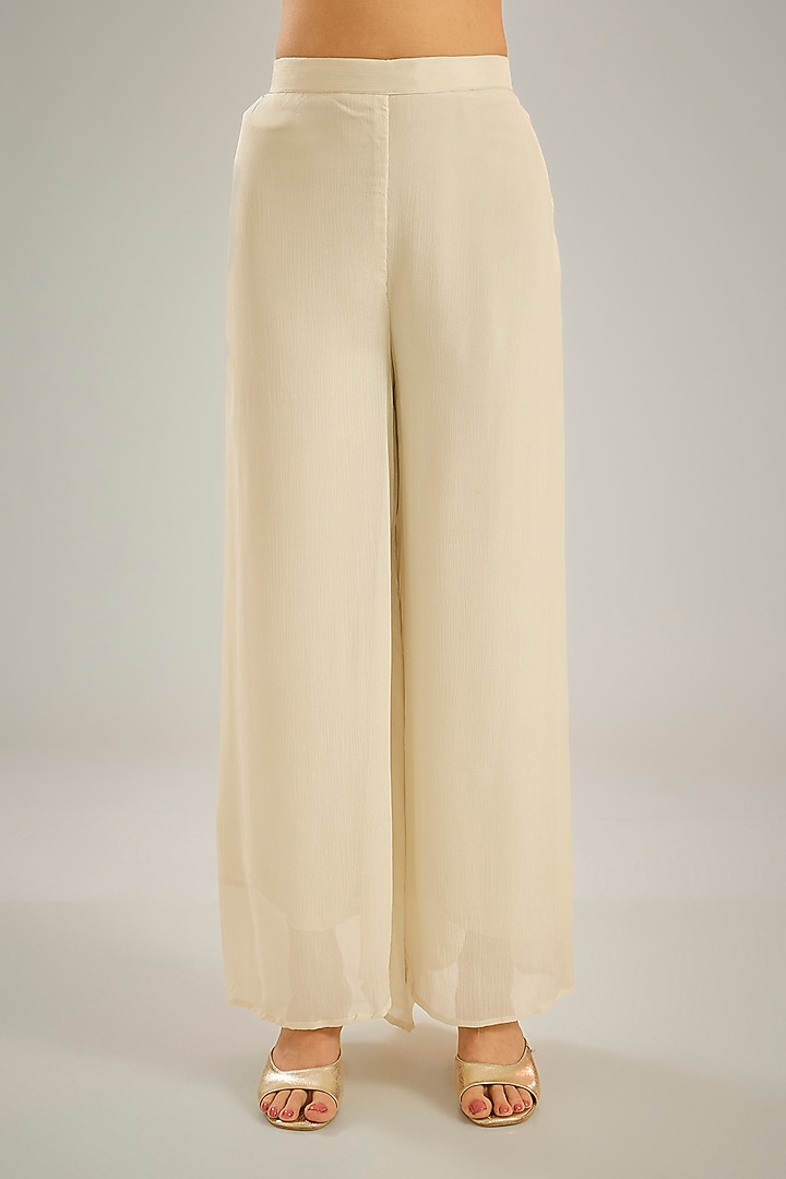 Ivory Chinon Crystal Hand Embroidered Kaftan Set by Studio A at Pernia's Pop Up Shop