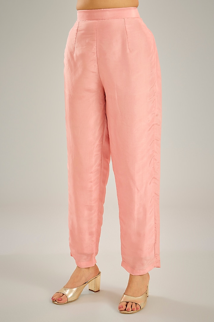 Pink Silk & Georgette Lurex Crystal Embroidered One-Side Kaftan Set by Studio A at Pernia's Pop Up Shop