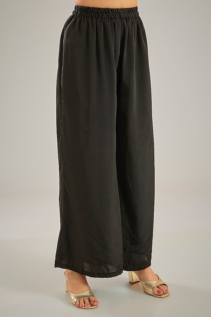 Black Crepe Sequins & Crystal Hand Embroidered Kaftan Set by Studio A at Pernia's Pop Up Shop