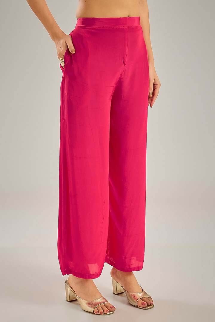 Dark Pink Crepe Sequins Hand Embroidered Kaftan Set by Studio A at Pernia's Pop Up Shop