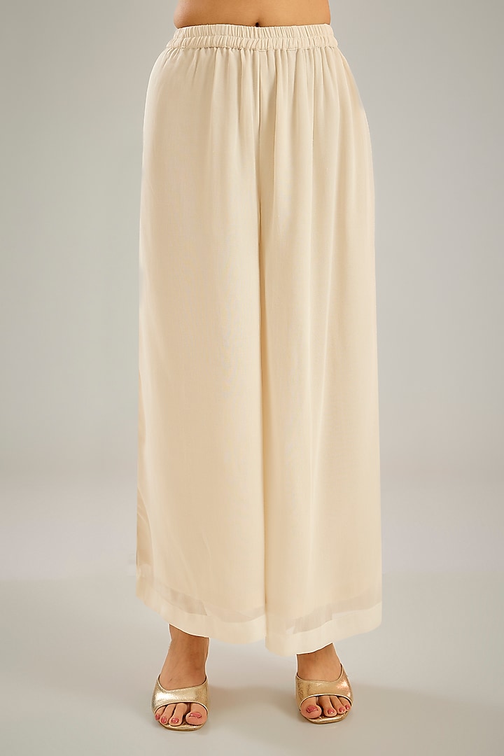 Cream Georgette Sequins Hand Embroidered Kaftan Set by Studio A at Pernia's Pop Up Shop
