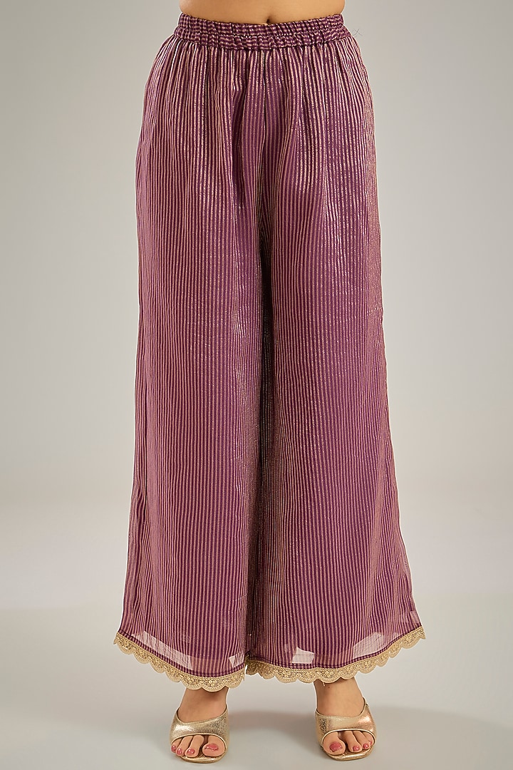 Purple Organza Tissue Nakshi Hand Embroidered Kurta Set by Studio A at Pernia's Pop Up Shop